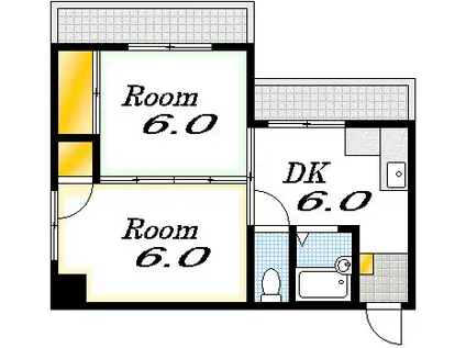 第二木村ビル(2DK/6階)の間取り写真