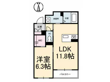 グランマスト南手城(1LDK/3階)の間取り写真