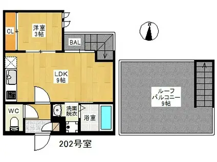 GRANDTIC FELICE(1LDK/2階)の間取り写真