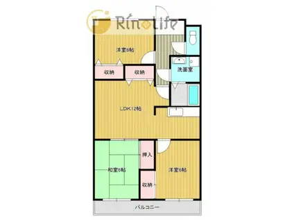ヴィラはぎわら(3LDK/3階)の間取り写真