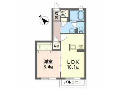 アドミラブール(1LDK/1階)の間取り写真