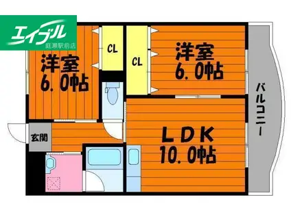 グレースコートM2(2LDK/1階)の間取り写真