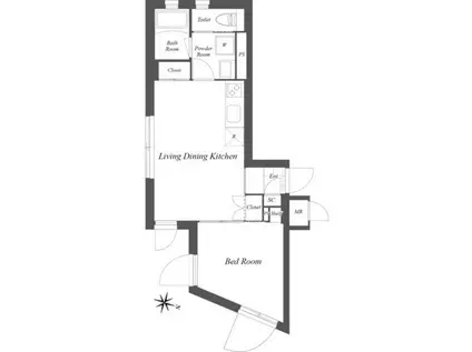 ASTILE西新宿(1LDK/3階)の間取り写真