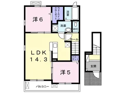 アプリコットガーデン(2LDK/2階)の間取り写真