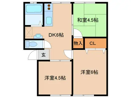 サンハイツ門暮A(3DK/1階)の間取り写真