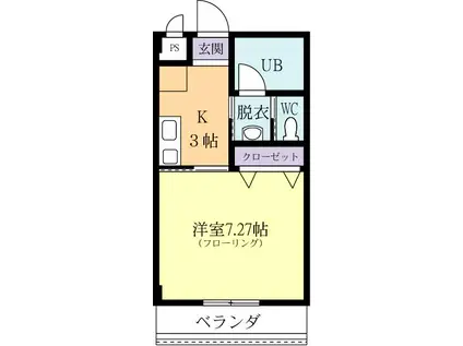プレインつくば(1K/1階)の間取り写真