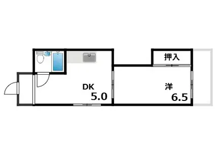 シンエーハイツ六甲道(1DK/3階)の間取り写真