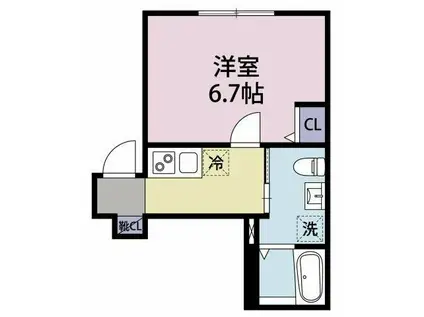 エフテラス井土ヶ谷(1K/2階)の間取り写真