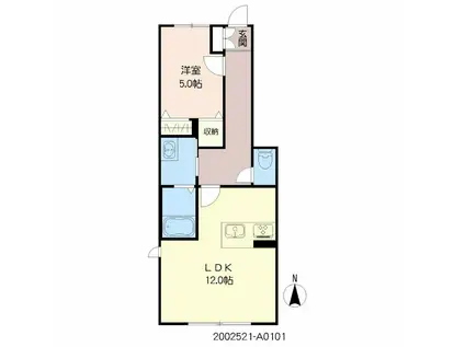 パインフォレスト国分(1LDK/1階)の間取り写真