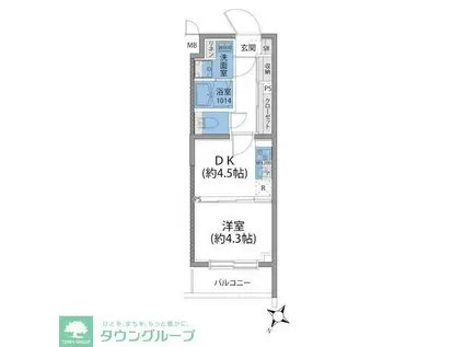 ルネサンスコート世田谷若林(1DK/2階)の間取り写真