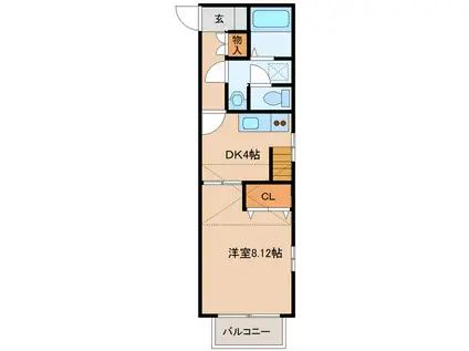 アフォリステーションノース弐番館(1DK/1階)の間取り写真