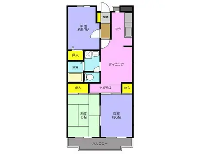 ラークバーレィ(3DK/2階)の間取り写真