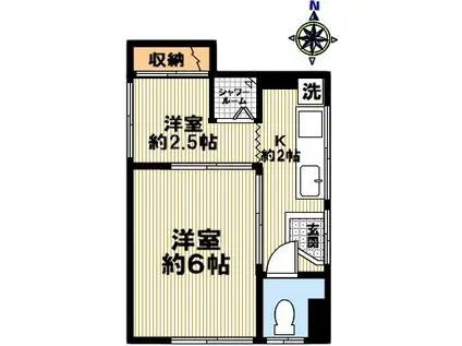 国香市岡文化(2K/1階)の間取り写真