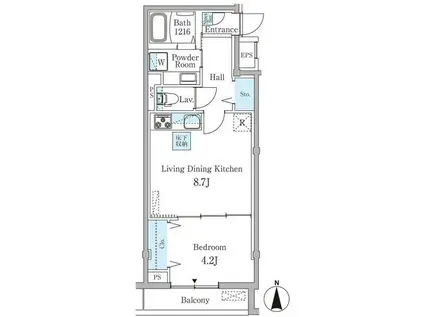 ブロンモール西麻布(1LDK/1階)の間取り写真