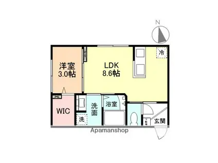 CALMPORT(1LDK/1階)の間取り写真