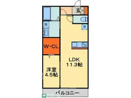 ボナール桜(1LDK/2階)の間取り写真