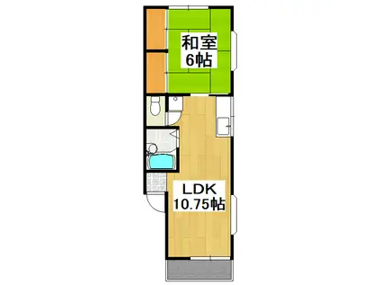 スマイルサイユウ(1LDK/2階)の間取り写真