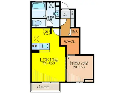 マグノリア(1LDK/1階)の間取り写真
