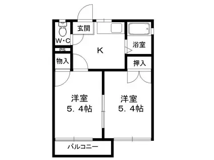 メゾンアール I(2K/2階)の間取り写真