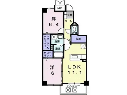 コムフォートワン(2LDK/3階)の間取り写真