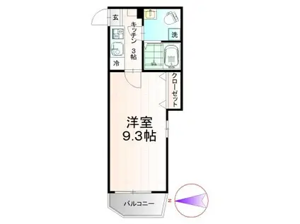 アンリシェール綱島(1K/2階)の間取り写真