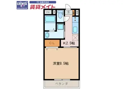 近鉄山田線 松阪駅 徒歩20分 3階建 築9年(1K/1階)の間取り写真