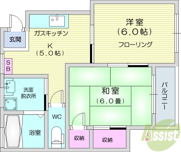 Kハイツ(2K/2階)の間取り写真