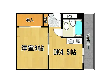 アーバンアベニュー(1DK/4階)の間取り写真
