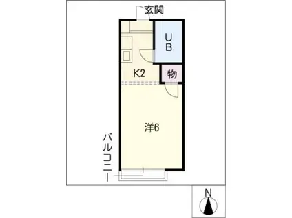 前山ハイツ(1K/2階)の間取り写真