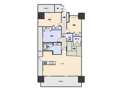 エイルマンション中央通プレシャス201(3LDK/2階)の間取り写真