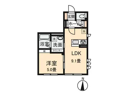 クレールムサシ(1LDK/1階)の間取り写真