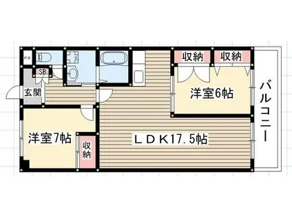 グレース上社(2LDK/1階)の間取り写真
