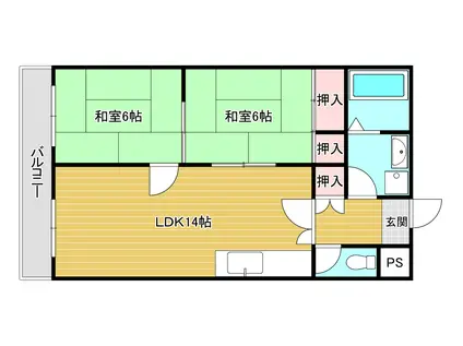 植田マンション(2LDK/2階)の間取り写真
