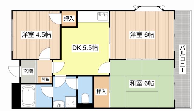 TWINAVENUEB棟(3DK/4階)の間取り写真