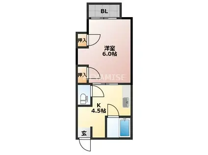 ガーデンハウス片淵(1DK/1階)の間取り写真