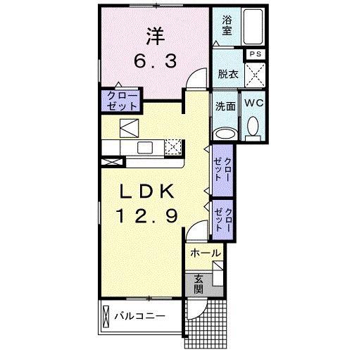 メゾンドラフレシールA(1LDK/1階)の間取り写真