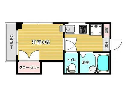 スリム室見(1K/1階)の間取り写真