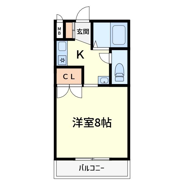 シャルル高槻(1K/3階)の間取り写真