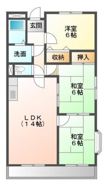 プリネール(3LDK/2階)の間取り写真
