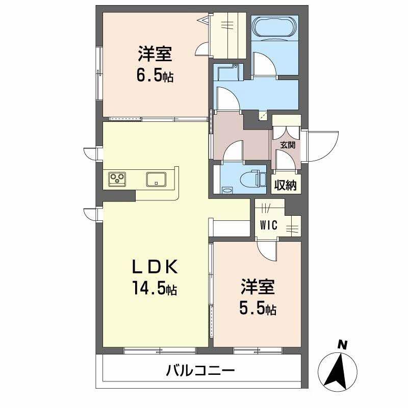 パラッツォ グロリオーサIII(2LDK/2階)の間取り写真