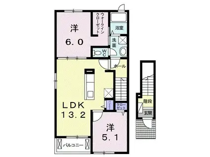 サンシャインA(2LDK/2階)の間取り写真