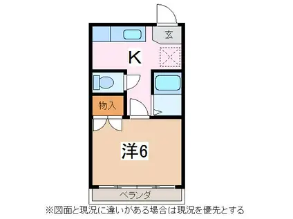 ハイツK(1K/1階)の間取り写真