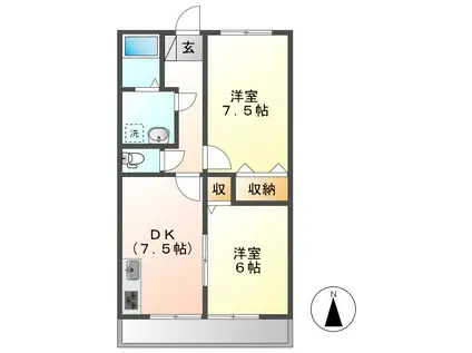 ハイツコアラ(2DK/1階)の間取り写真