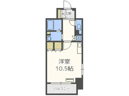 アプリーレ堺筋本町(ワンルーム/6階)の間取り写真