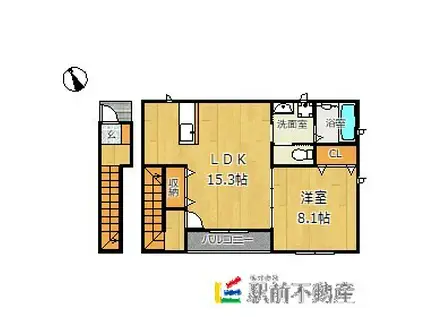 AIRLIX(1LDK/2階)の間取り写真