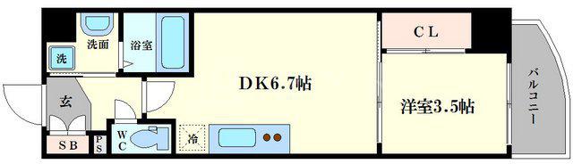 セレニテ堺筋本町SUD(1DK/7階)の間取り写真
