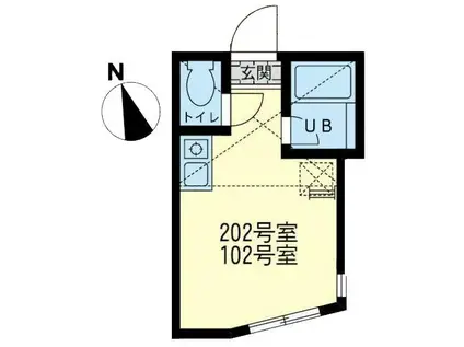 ユナイト保土ヶ谷バルジェロの杜(ワンルーム/2階)の間取り写真