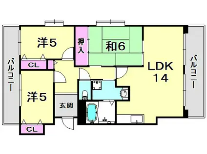 ジュエルコート甲子園口(3LDK/2階)の間取り写真