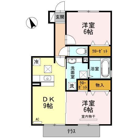 D-ROOM松江東(2DK/1階)の間取り写真