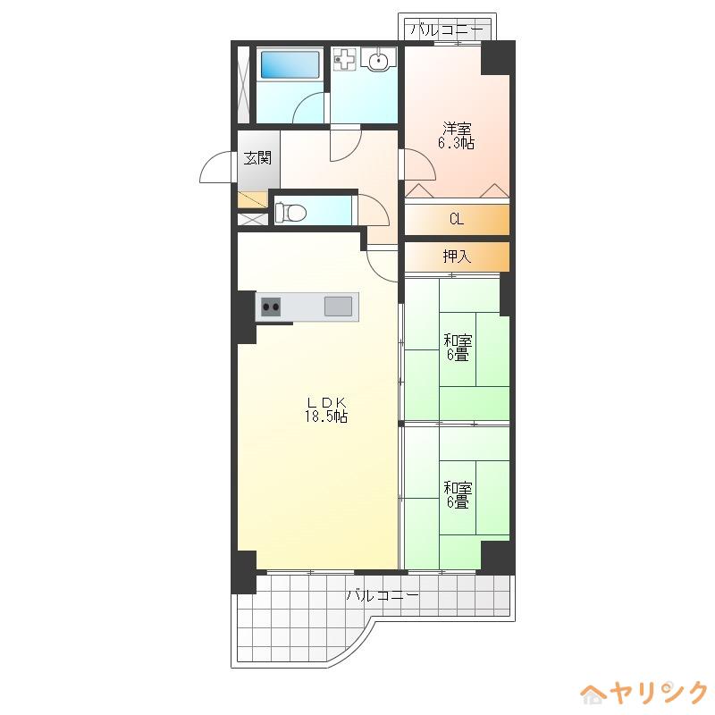 イオラニガーデン(3LDK/3階)の間取り写真
